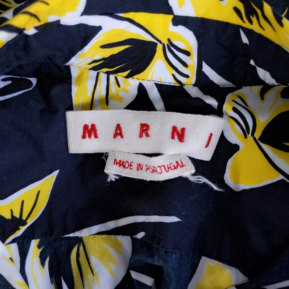 Marni Cruise 2016 Black & Yellow Floral Palm Print Sleeveless Shirt Blouse 40 - Picture 7 of 9